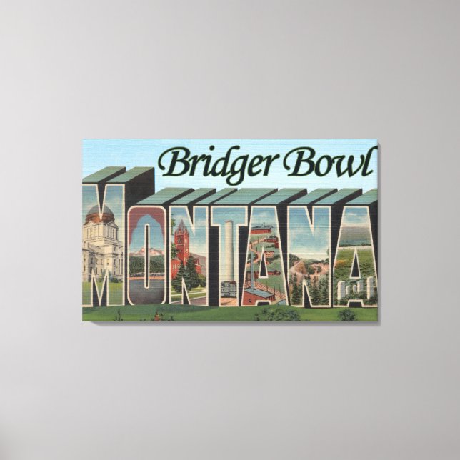 Bridger Bowl, Montana - Large Brev Scenes Canvastryck (Framsida)