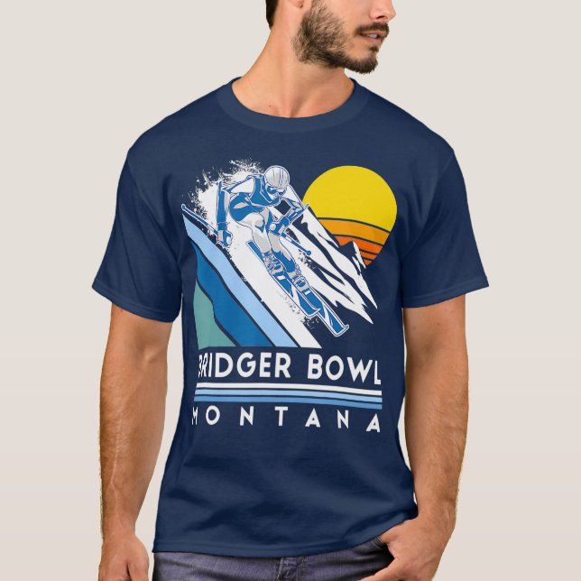 Bridger Bowl Montana Retro Ski T Shirt (Framsida)