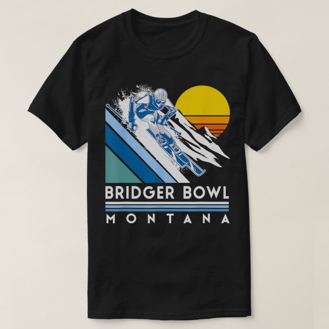 Bridger Bowl Montana Retro Ski T Shirt (Design framsida)