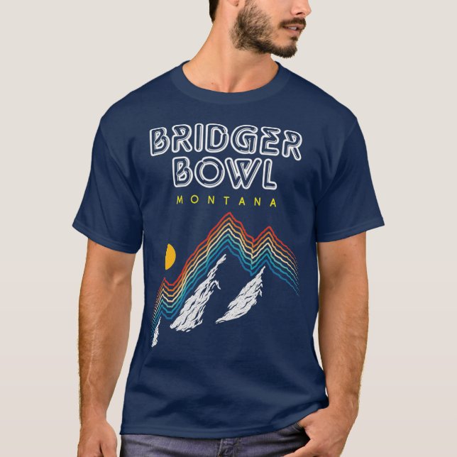 Bridger Bowl Montana   Ski Resort 1980s Retro T Shirt (Framsida)