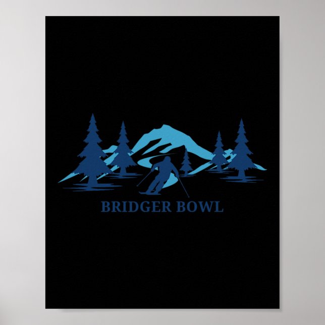 Bridger Bowl Montana Ski Resort Skiing Skier Poster (Framsidan)