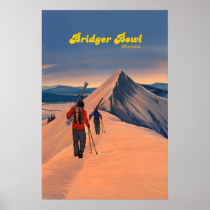 Bridger Bowl Montana Skidort Resoraffisch Poster