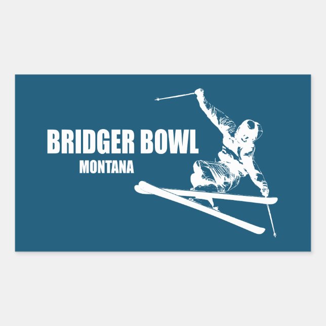 Bridger Bowl Montana Skier Rektangulärt Klistermärke (Framsida)