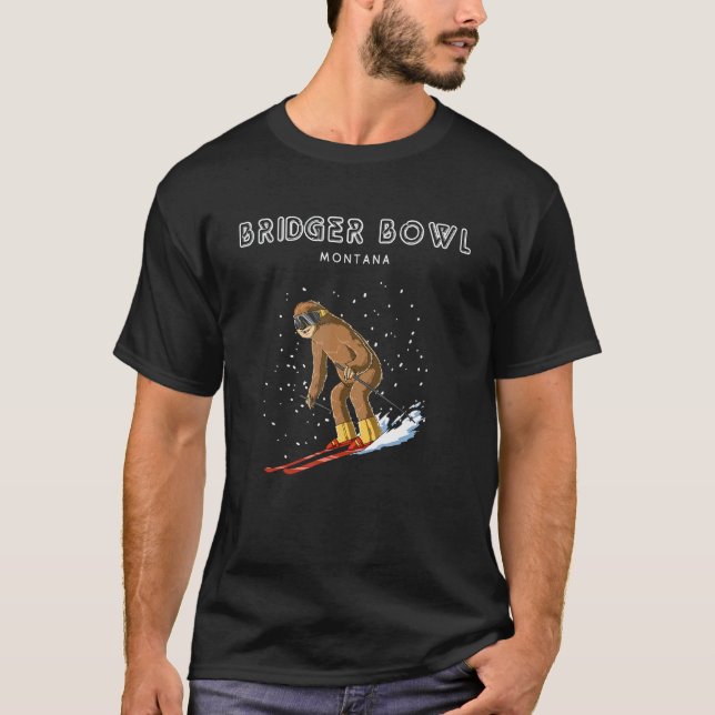 Bridger Bowl Montana Trögis Skidor T Shirt (Framsida)
