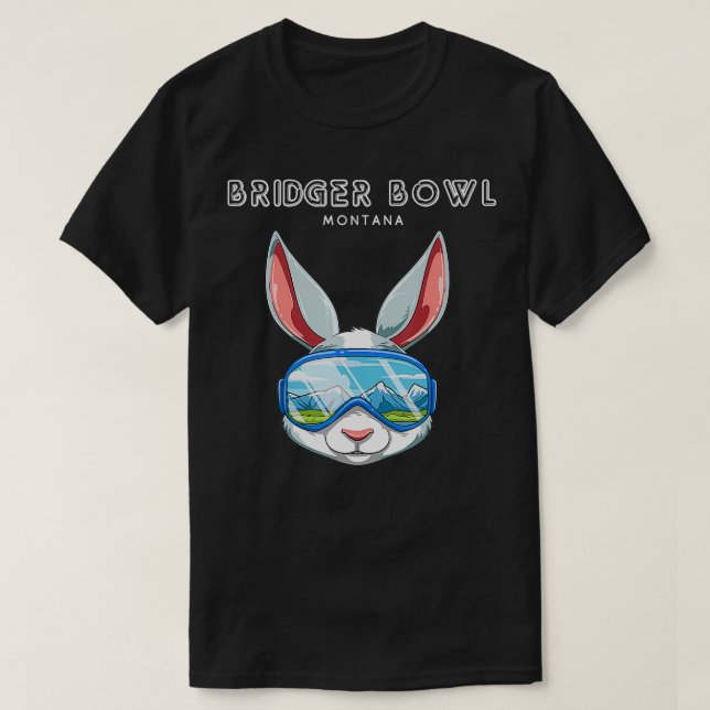 Bridger Bowl Montana USA Ski och Snowboard Rabbit T Shirt (Design framsida)