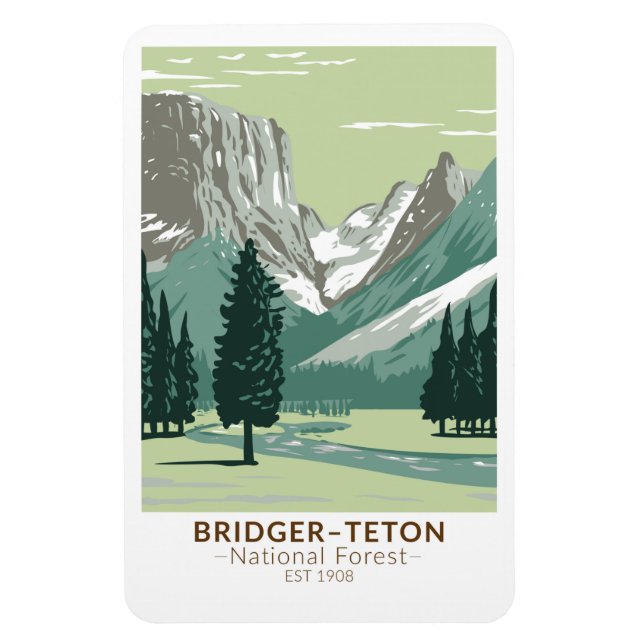 Bridger Teton National Forest Upper Grönt River Magnet (Vertikal)