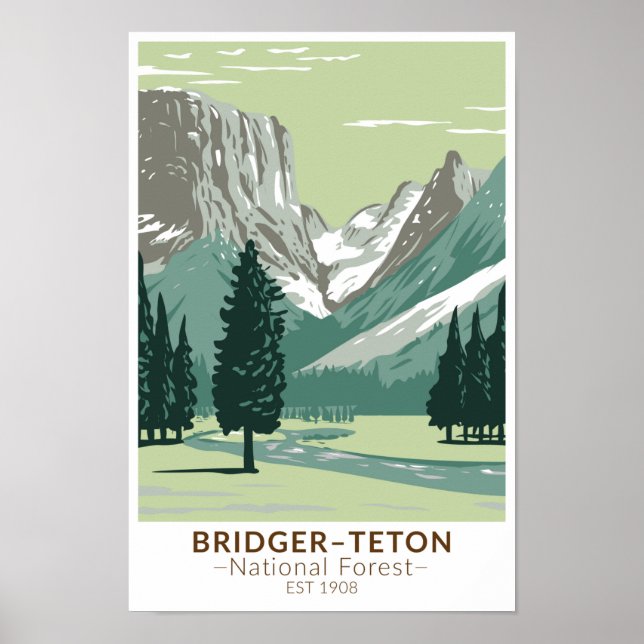 Bridger Teton National Forest Upper Grönt River Poster (Framsidan)