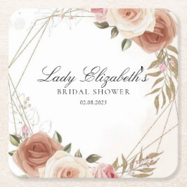 Bridgerton Bröllopsdusch med lila blommor Underlägg Papper Kvadrat