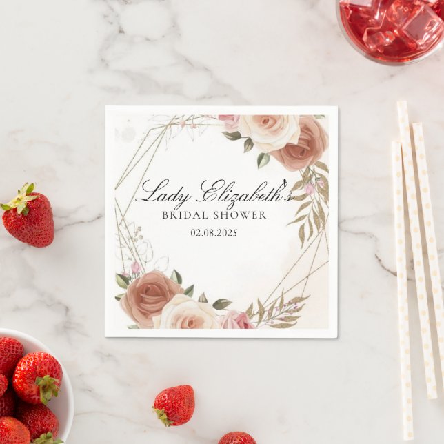 Bridgerton Bröllopsfest med lila blommor Pappersservett (Insitu)