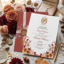 Bridgerton Höst Bröllopsfest Invitation Blommig