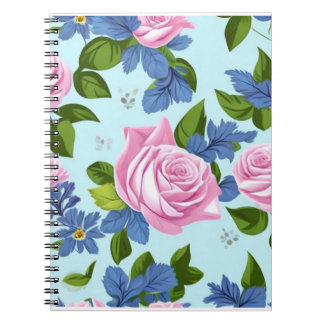Bridgerton Inspired Blue Lilies rosa ros Blommigt Anteckningsbok