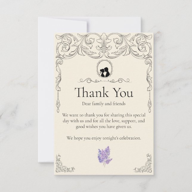 Bridgerton Inspired Regency Society Thank You Tack Kort (Framsida)