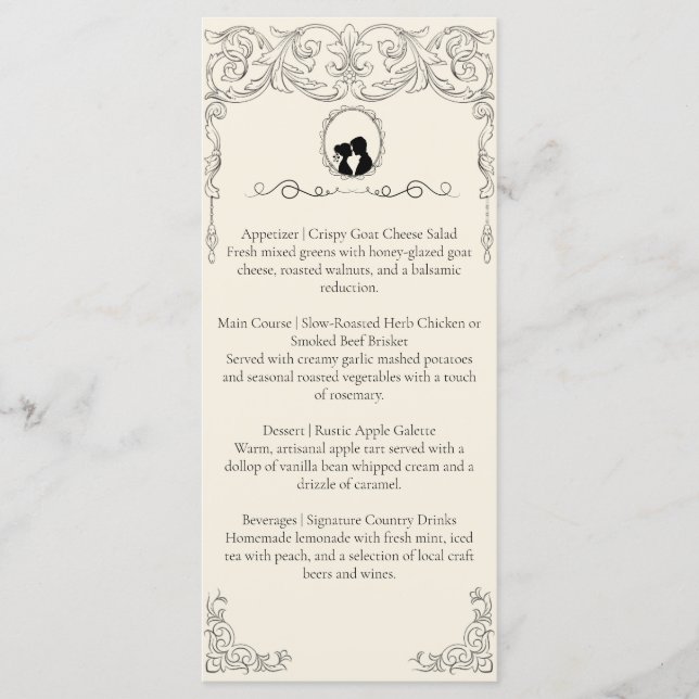 Bridgerton Inspired Regency Society Wedding Menu Meny (Framsida)
