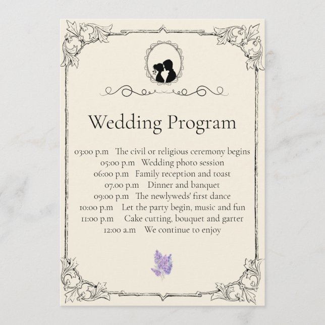 Bridgerton Inspired Regency Society Wedding Program (Framsida)
