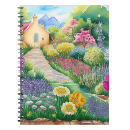 Bridgerton-inspirerad vattenfärg blommigt Spiral Anteckningsbok