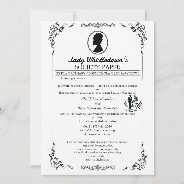Bridgerton Wedding Invitation – Regency Style   Inbjudningar (Framsida)