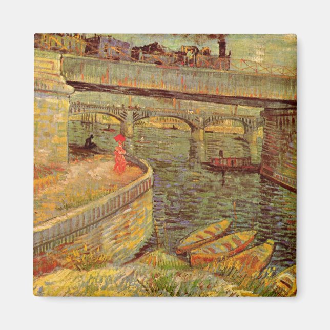 Bridges över havet, Asnieres av Vincent van Gogh Magnet (Framsidan)
