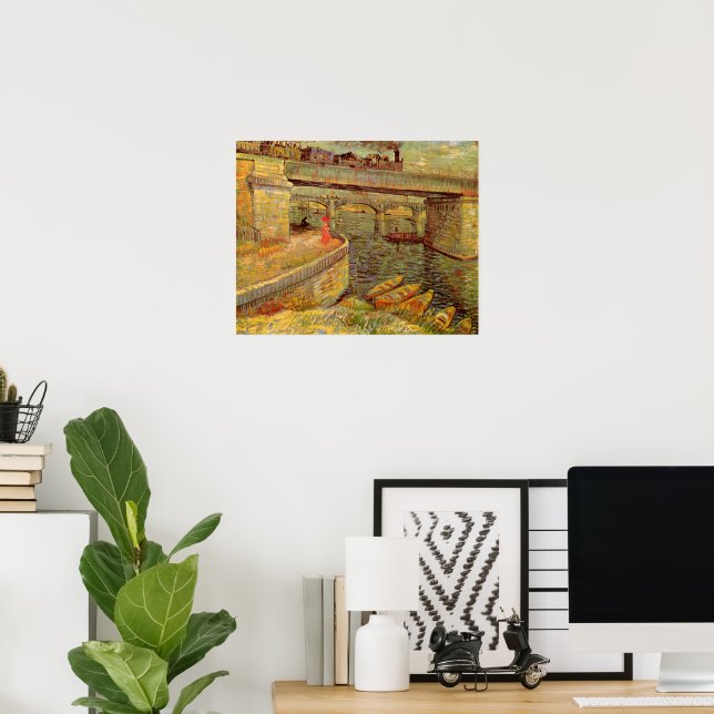 Bridges över havet, Asnieres av Vincent van Gogh Poster (Hemmakontoret)
