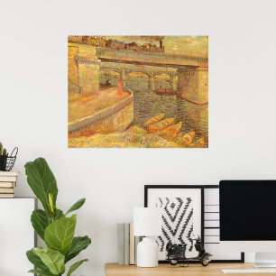 Bridges över havet av Vincent van Gogh Poster