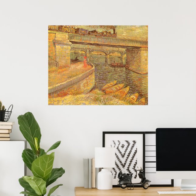 Bridges över havet av Vincent van Gogh Poster (Hemmakontoret)