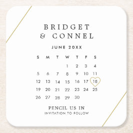 Bridget Geometrisk Modern Bröllop Spara Datum Underlägg Papper Kvadrat