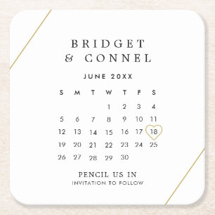 Bridget Geometrisk Modern Bröllop Spara Datum Underlägg Papper Kvadrat