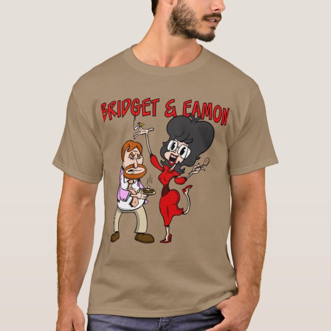 Bridget och Eamon RTE Irländsk TV- tecknad karaktä T Shirt (Framsida)