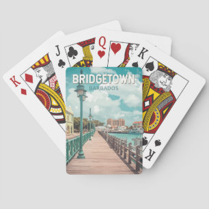 Bridgetown Barbados Illustration Travel Art Retro Casinokort