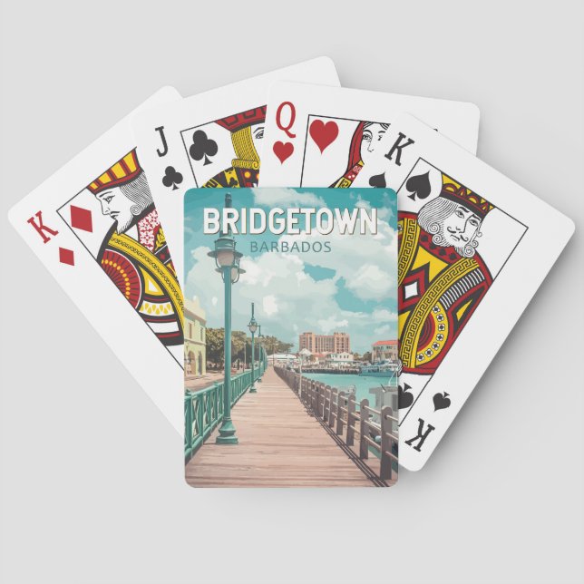 Bridgetown Barbados Illustration Travel Art Retro Casinokort (Baksidan)