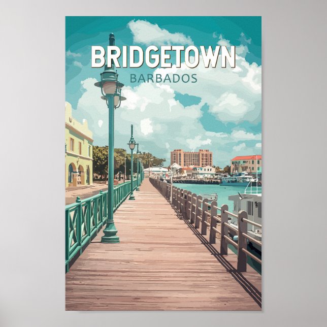 Bridgetown Barbados Illustration Travel Art Retro Poster (Framsidan)