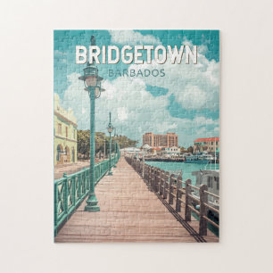 Bridgetown Barbados Illustration Travel Art Retro Pussel