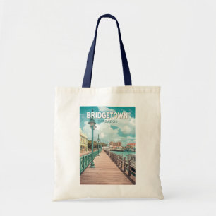 Bridgetown Barbados Illustration Travel Art Retro Tygkasse