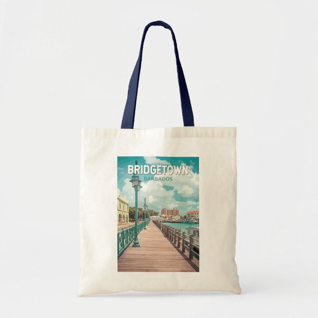 Bridgetown Barbados Illustration Travel Art Retro Tygkasse (Framsidan)
