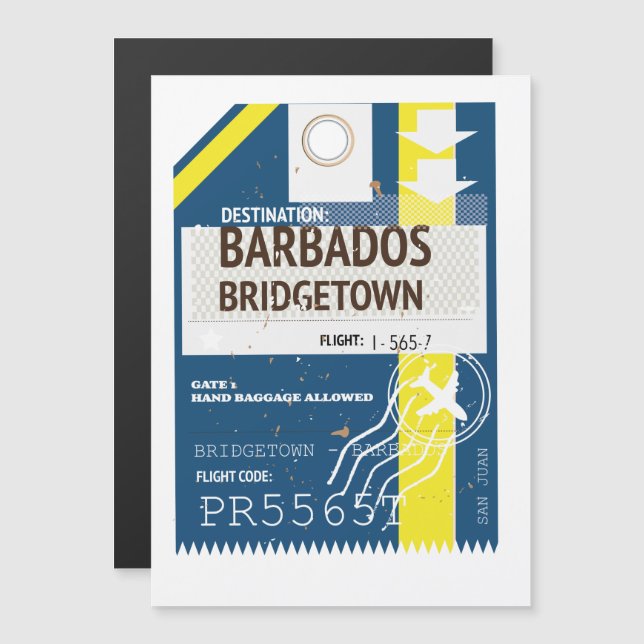 Bridgetown Barbados resa biljett (Fram/baksida)