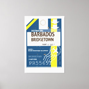 Bridgetown Barbados resa biljett Canvastryck