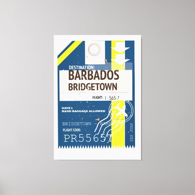 Bridgetown Barbados resa biljett Canvastryck (Framsida)