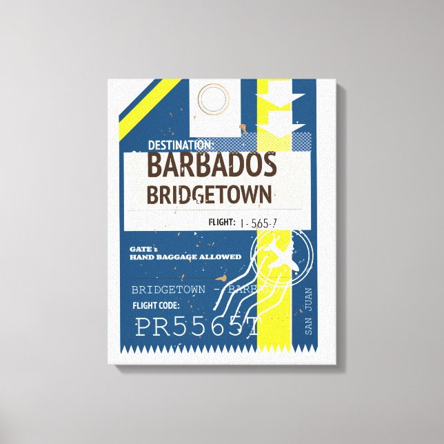 Bridgetown Barbados resebiljett Canvastryck (Framsida)