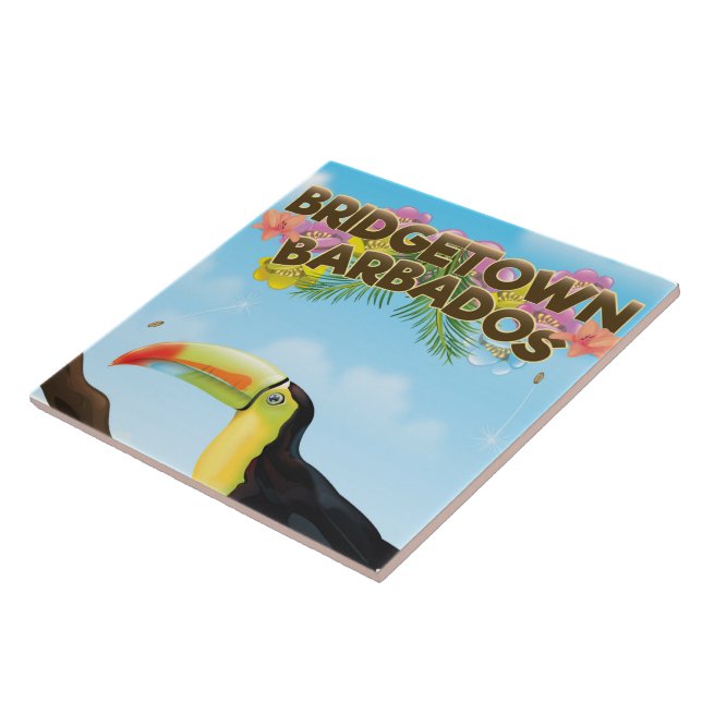 Bridgetown Barbados Tukan resemålning affisch Kakelplatta (Sidan)