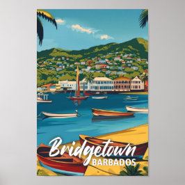 Bridgetown Barbados Vintage Berömd Travel Ställe Poster