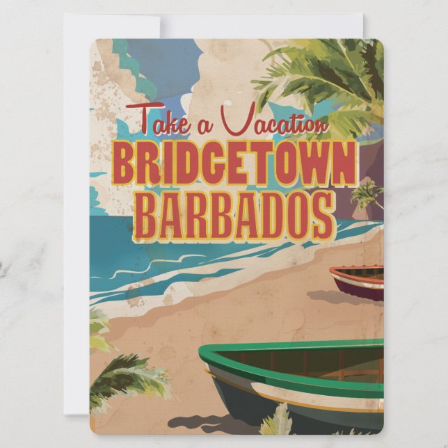 Bridgetown, Barbados Vintage Resemål Inbjudningar (Framsida)