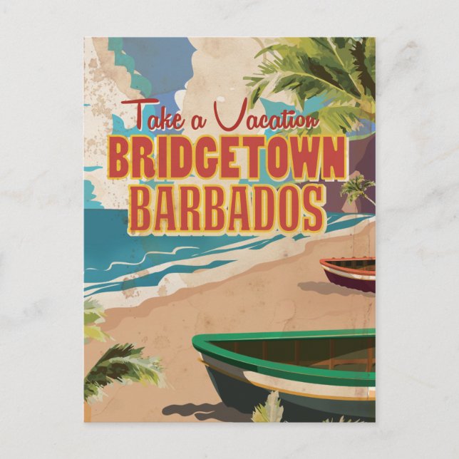 Bridgetown, Barbados Vintage Resemål Vykort (Framsida)