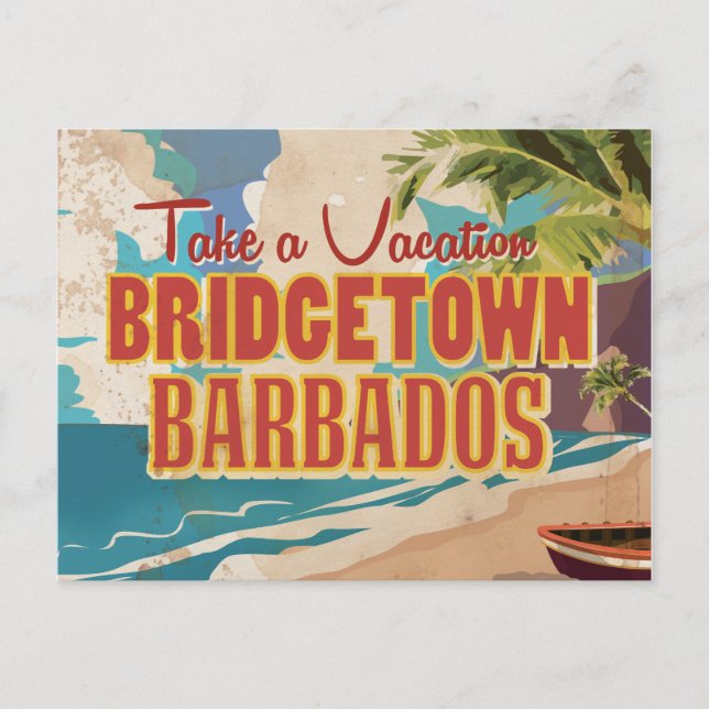 Bridgetown, Barbados Vintage Resemål Vykort (Framsida)