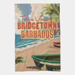 Bridgetown, Barbados Vintage resor Poster Kökshandduk