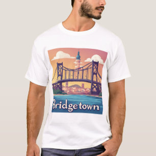 Bridgetown Solnedgång Bro över vatten med stadssil T Shirt