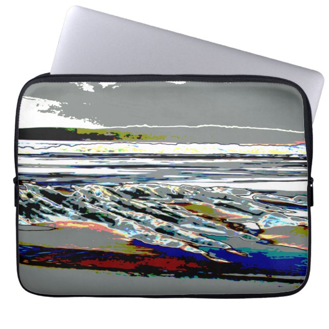 Bridgewater N.S. Riser's Beach Abstrakt konsttryck Laptop Fodral (Framsidan)