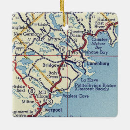 Bridgewater NS Vintage Karta Julgransprydnad Keramik