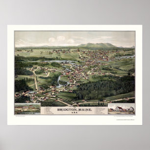 Bridgton, ME Panoramic Karta - 1888 Poster