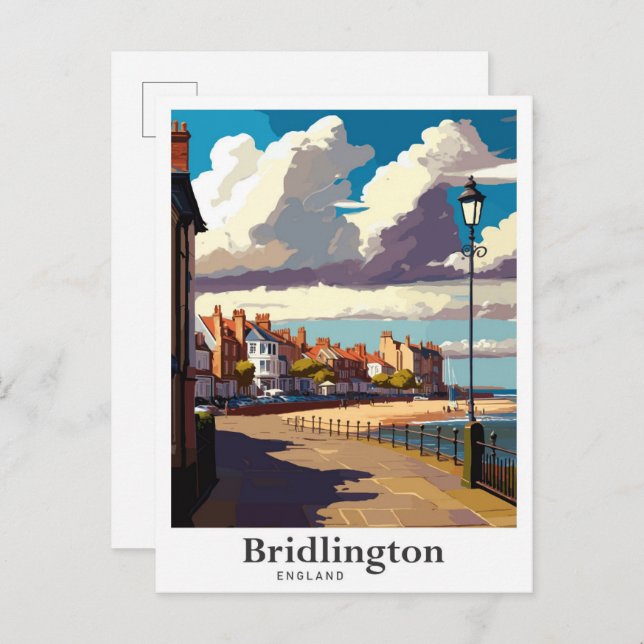 Bridlington England Vintage resor Illustration Vykort (Fram/baksida)