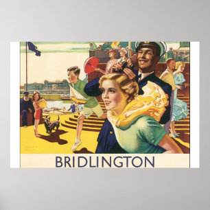 Bridlington_Vintage resor Poster teckning