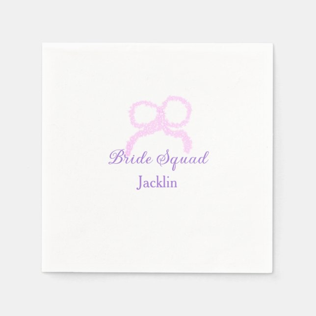 Bridstyrd rosa glitter-armstjärna namn pappersservett (Framsidan)